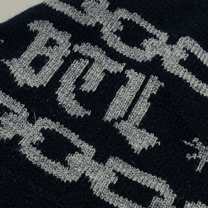 Blue Tile Lounge Chain Logo Jacquard Knit Beanie Black/Silver detail