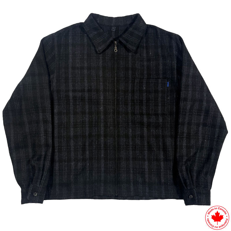 Blue Tile Lounge Wool Over Shirt - Black/Grey