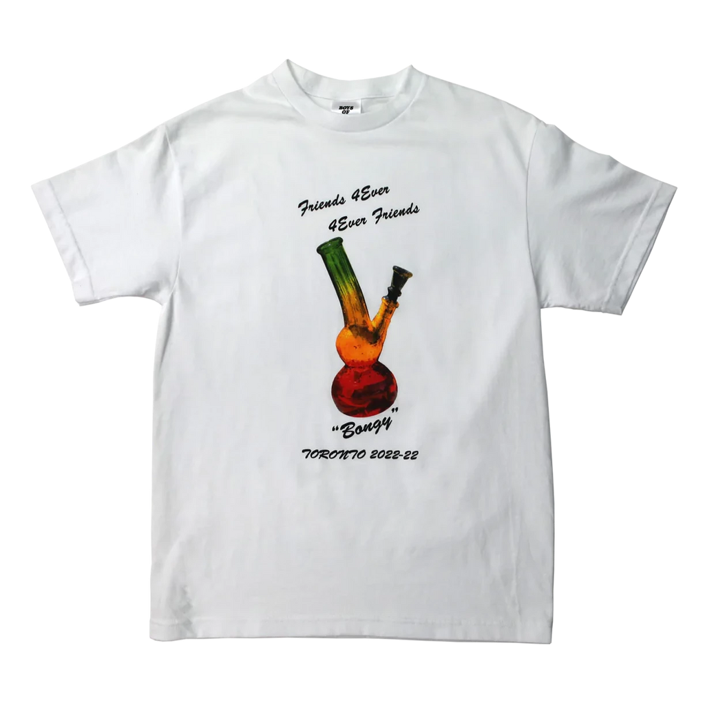 Boys Of Summer white T-shirt with screen print of a bong on front 