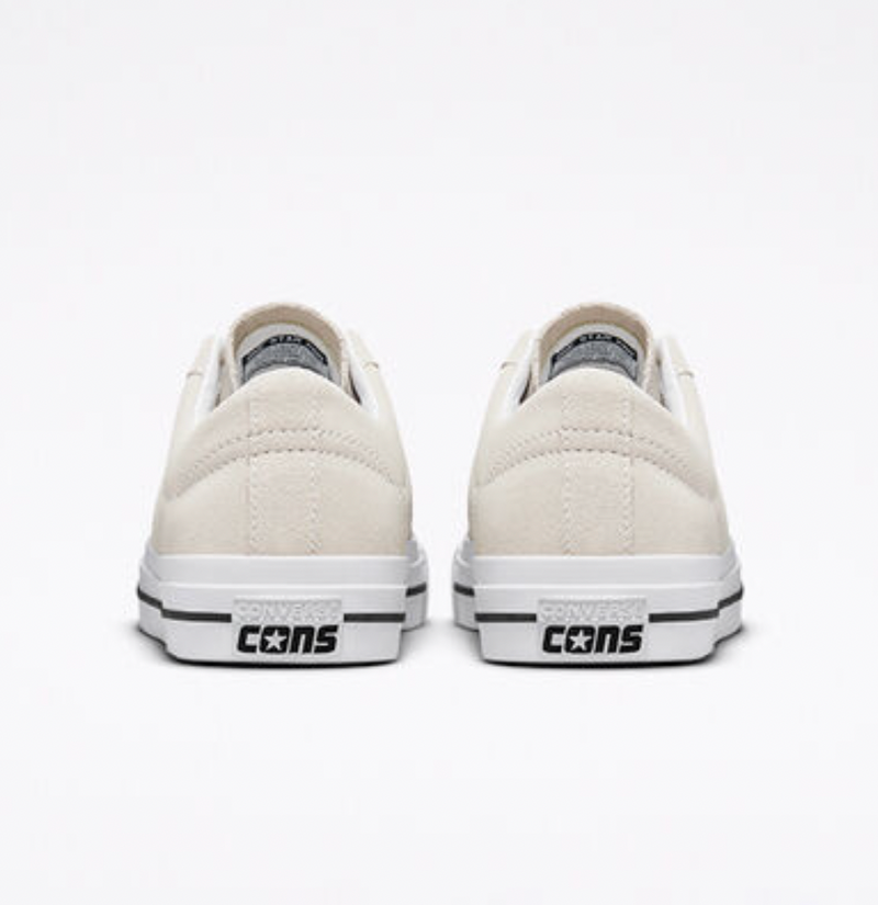 Converse Cons One Star Pro Ox Egret/White/Black back heels view