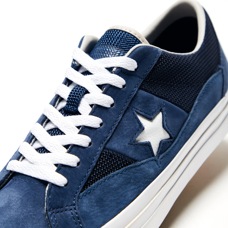 Converse X Alltimers One Star Pro Ox Midnight Navy close up mesh