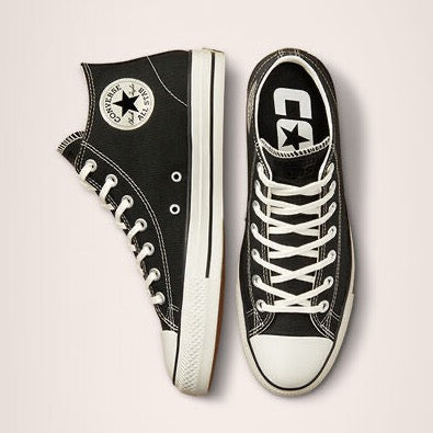 Converse CTAS Pro Mid Black/Black/Egret pair view from above 