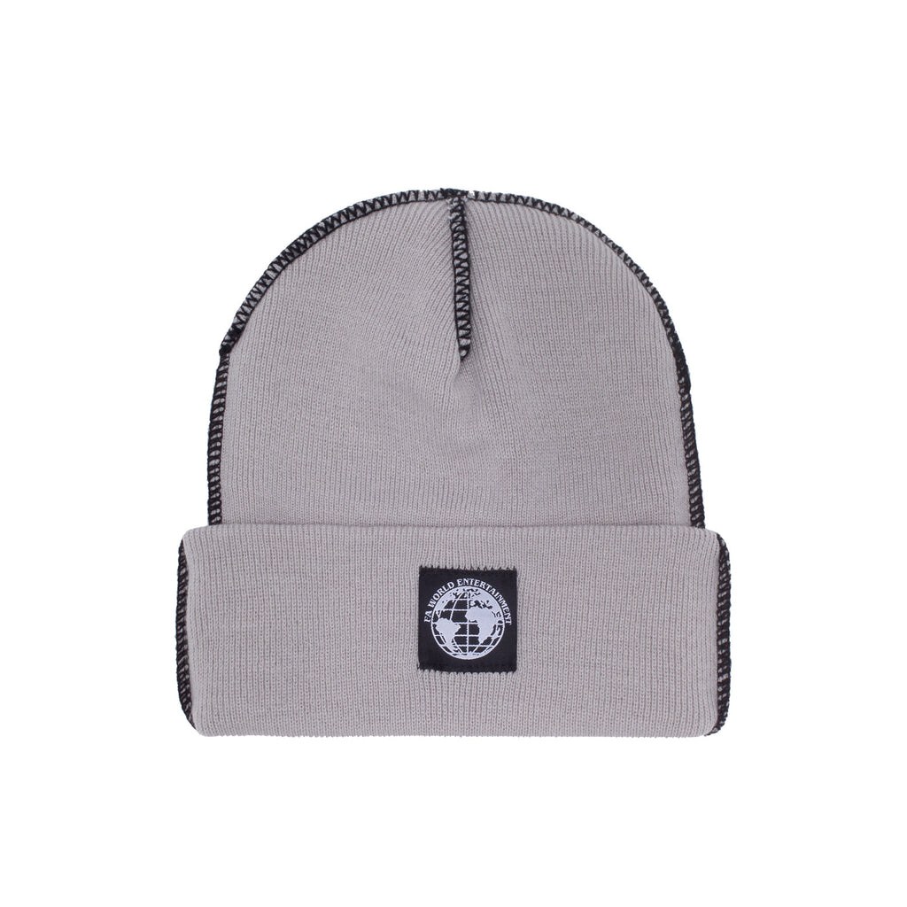 Fucking Awesome Beanie FA World Contrast Stitch Grey front view
