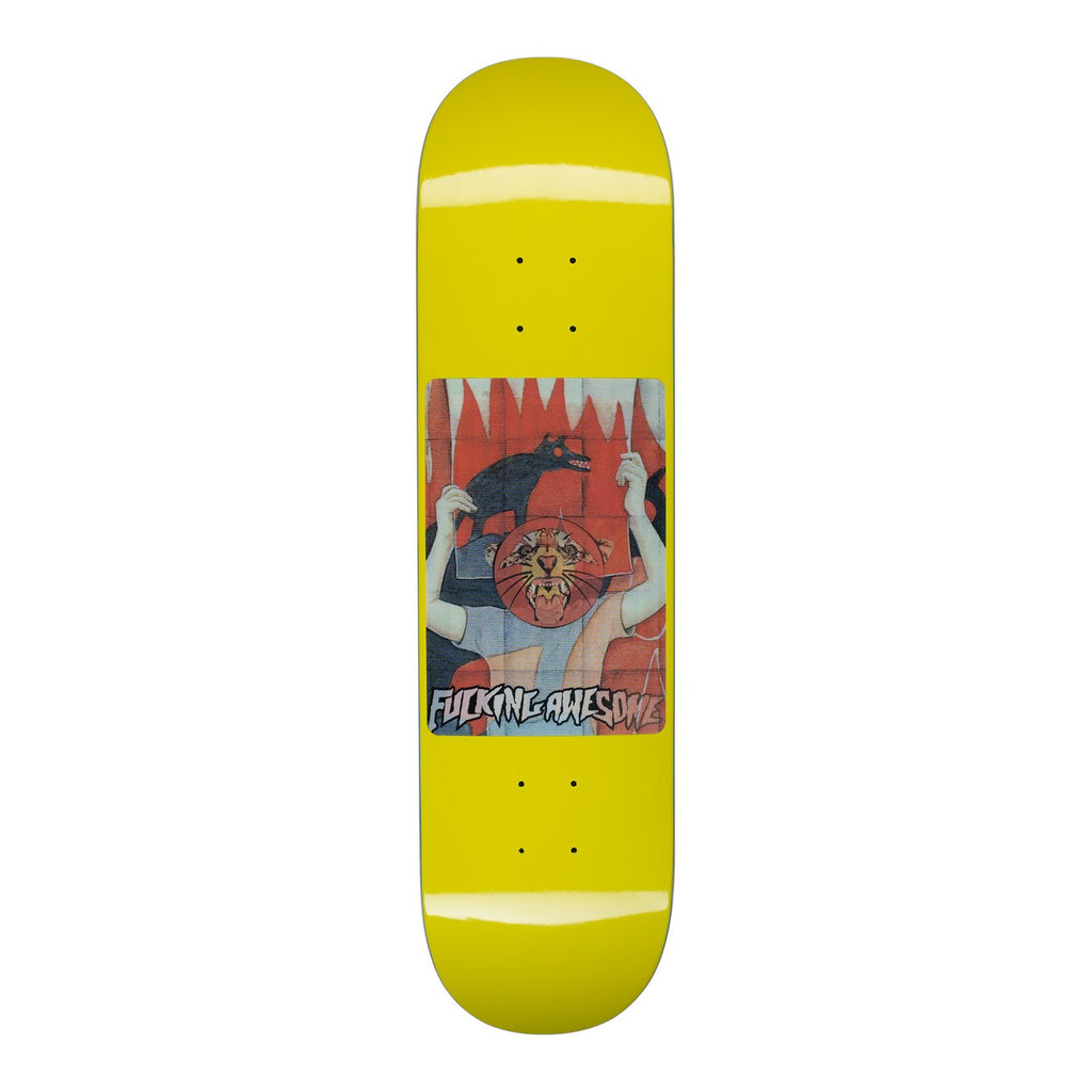 Fucking Awesome Deck Tiger Holographic Yellow 8.0" bottom view tiger view