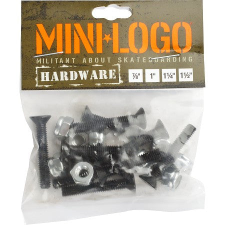 Mini Logo Hardware 1 1/4 inch, phillips 8 per pack black