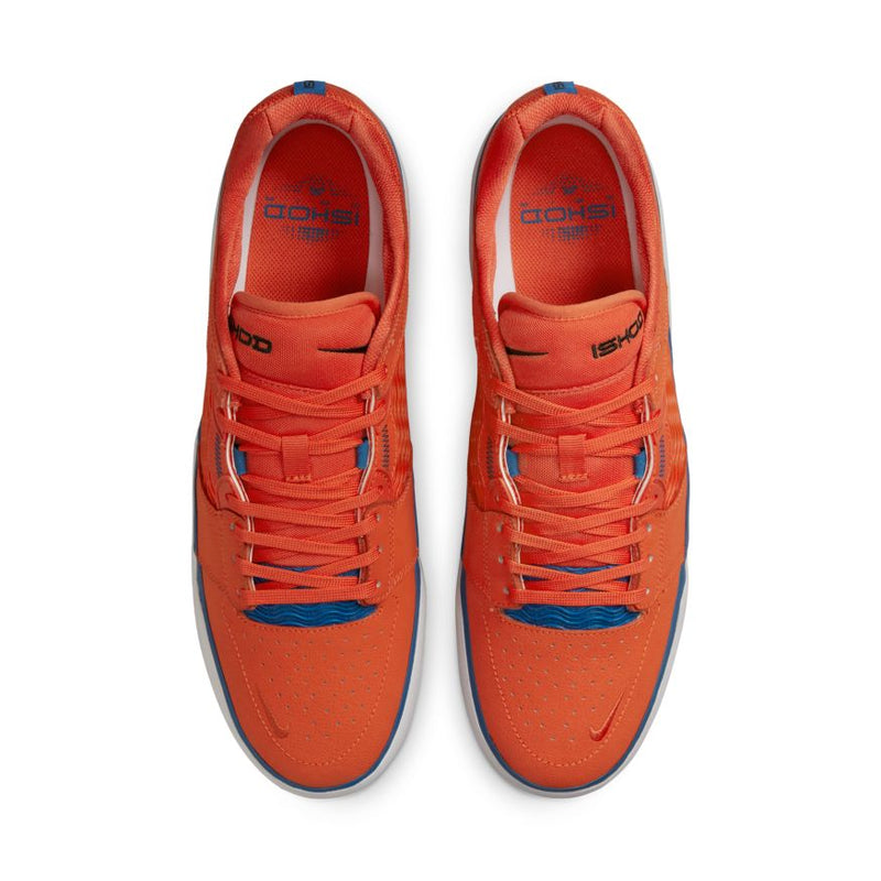 Nike SB Ishod Premium Orange/Blue Jay-Orange-Black top down view both shoes