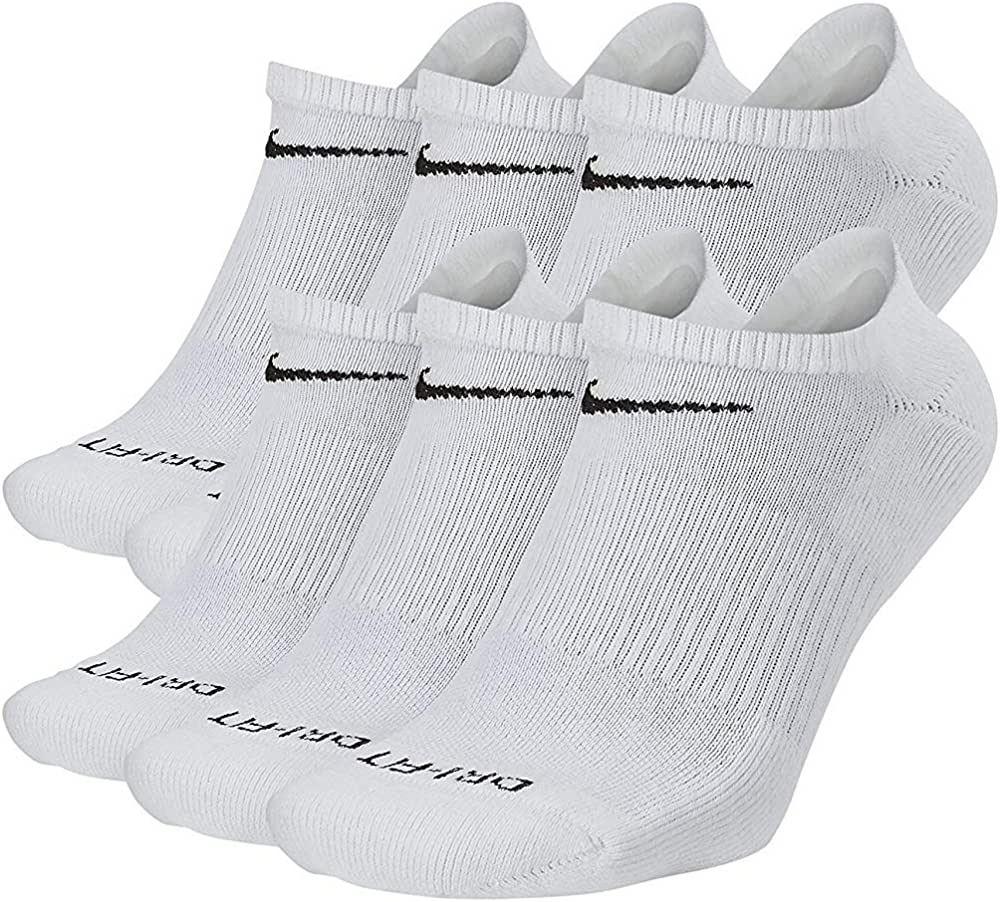 Nike SB Socks 6 Pack Everyday Plus Cushioned No Show White Med front view