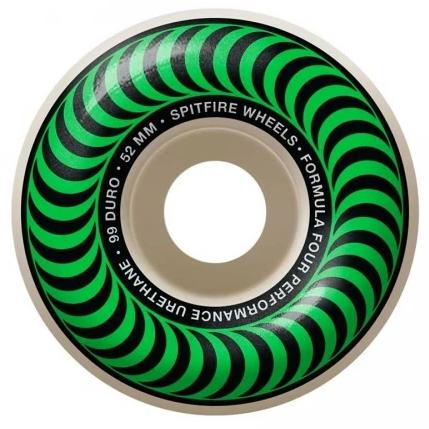 Spitfire Wheels F4 Classic Green 52mm 99D front view