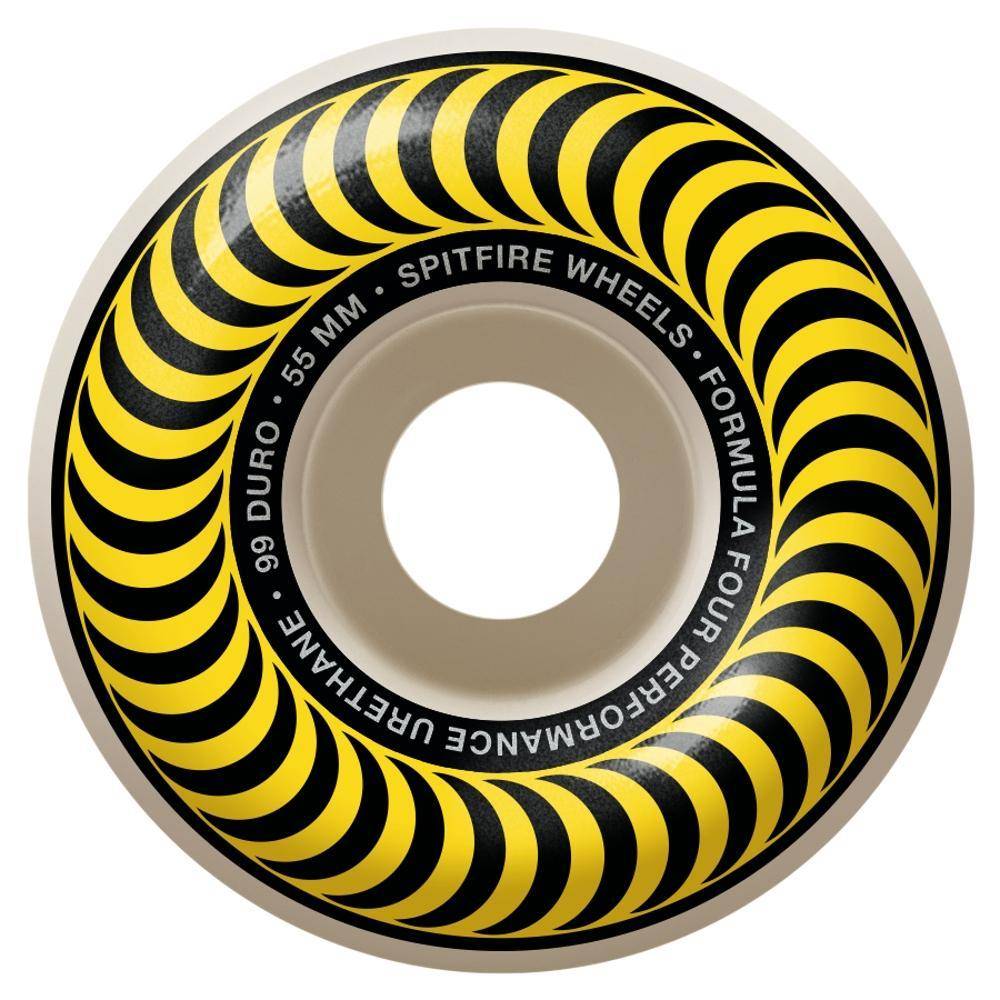Spitfire Wheels F4 Classic Yellow 55mm 99D front view