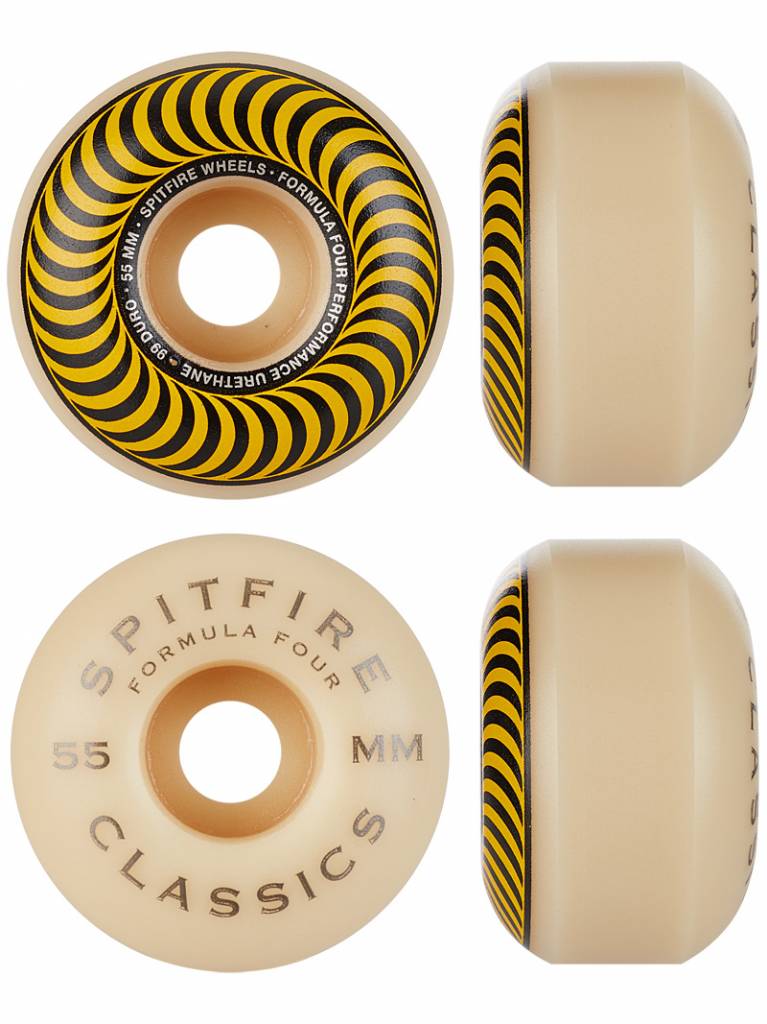 Spitfire Wheels F4 Classic Yellow 55mm 99D set of 4 profile view