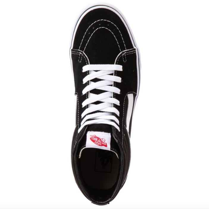 Vans Skate SK8-Hi Black/White view of top of shoe