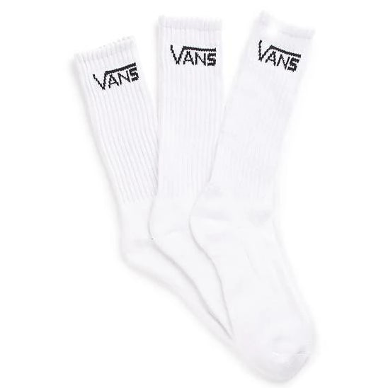 Vans Socks Classic Crew 3 Pack White Size 6.5 - 9